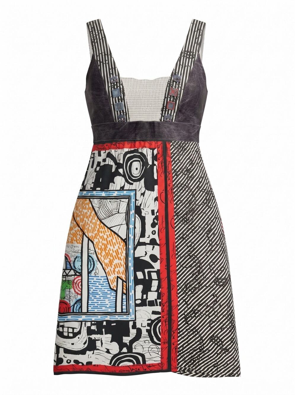 Save The Queen Italy Patchwork Graphic Art Dress Small Cotton Blend Made Italy